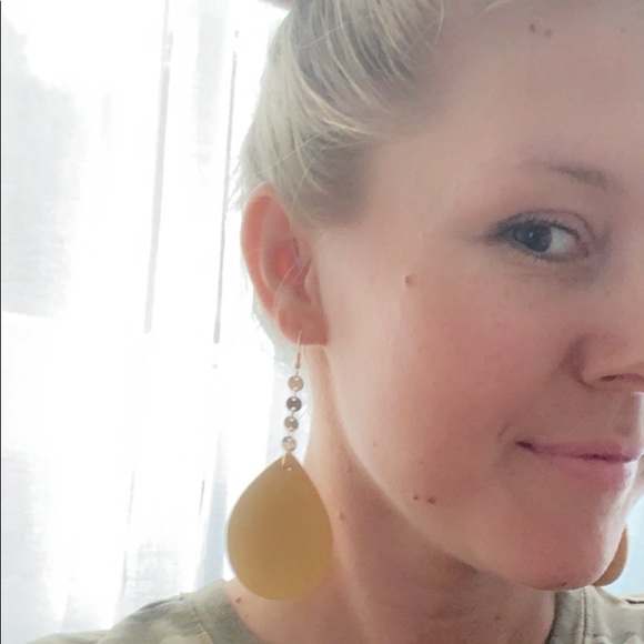 Fashion Blvd Jewelry - LAST PAIR Gold + Mustard Leather Drop Earrings Fashion Blvd Jewelry - LAST PAIR Gold + Mustard Leather Drop Earrings